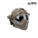 Casco Tipo Fast con Mascara Tan DELTA TACTICS