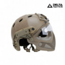 Casco Tipo Fast con Mascara Tan DELTA TACTICS