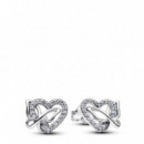 Pandora Pendientes de botón en plata de primera ley 294476C01