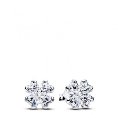 Pandora Pendientes de bot&oacute;n en plata de primera ley Tr&eacute;bol 294500C01