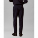 SLIM TAPERED KNIT PLEATED PANT DARK SAPP