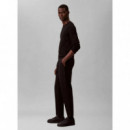 SLIM TAPERED KNIT PLEATED PANT BLACK
