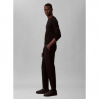 SLIM TAPERED KNIT PLEATED PANT BLACK