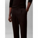 SLIM TAPERED KNIT PLEATED PANT BLACK