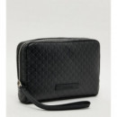 EMBLEM AOP COATED POUCH W/ HANDL BLACK