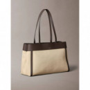 CK CANVAS MEDIUM TOTE KHAKI CANVAS