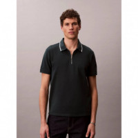 SS TIPPED ZIP PIQUE POLO DARK TEAL