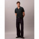 Ss Tipped Zip Pique Polo Dark Teal  CALVIN KLEIN