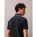 Ss Tipped Zip Pique Polo Dark Teal  CALVIN KLEIN
