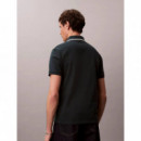 Ss Tipped Zip Pique Polo Dark Teal  CALVIN KLEIN