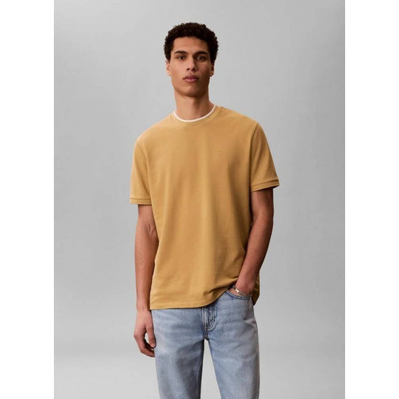 SS TIPPED PIQUE CREWNK TEE ANTELOPE