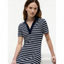 SLIM OPEN NK POLO DRESS SS BRETON STRIPE