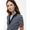 SLIM OPEN NK POLO DRESS SS BRETON STRIPE