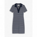 SLIM OPEN NK POLO DRESS SS BRETON STRIPE