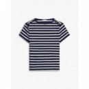 GOLD BUTTON SLIM SS TEE BRETON STRIPE DA