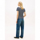 GOLD BUTTON SLIM SS TEE BRETON STRIPE DA