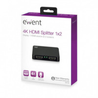 Mini Splitter Divisor 4K 60 Hz. HDMI 1X2 EW3720  EWENT