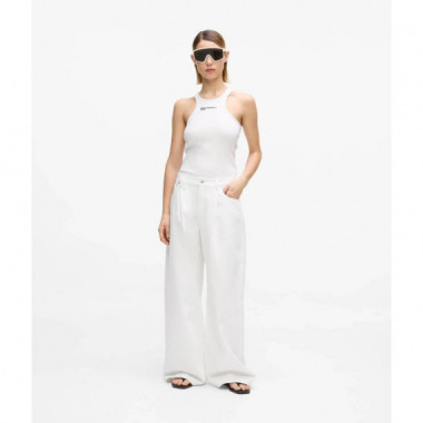 KLJ RIBBED LOGO  TANK WHITE