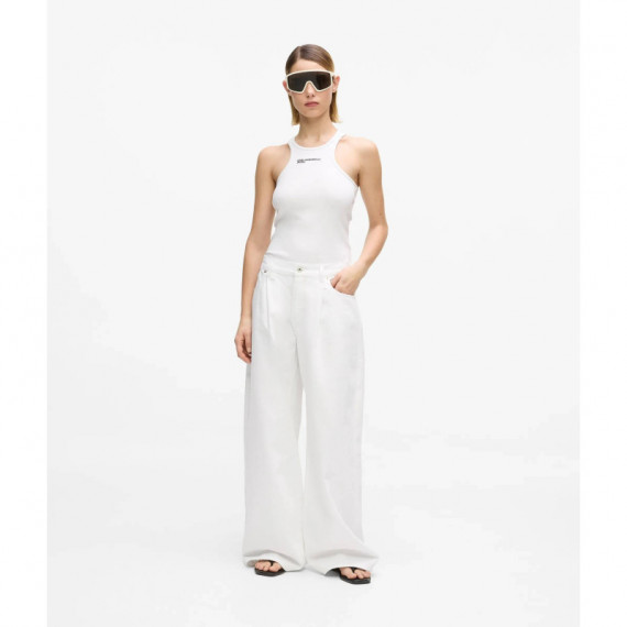 KLJ RIBBED LOGO  TANK WHITE