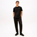 Camiseta de punto con logo lineal bordado