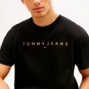 Camiseta de punto con logo lineal bordado