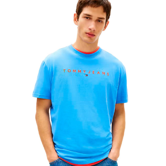 Camiseta de punto con logo lineal bordado