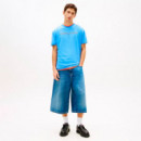 Camiseta de punto con logo lineal bordado