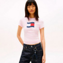 Camiseta de punto slim con logo ondulante