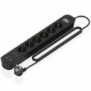 AISENS Regleta 6 Tomas de Corriente  Negro 6  Tomas de CORRIENTE/2 USB - 2 USB Tipo-c/cable 1.4M/