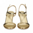 SANDALIA TACON STRASS METALIZADA ORO