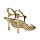 SANDALIA TACON STRASS METALIZADA ORO