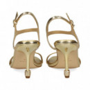 SANDALIA TACON STRASS METALIZADA ORO