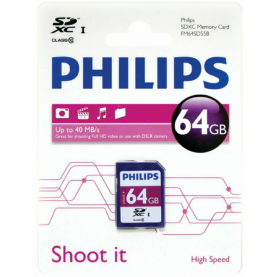 Tarjeta de Memoria Philips 64GB Ultra Speed Class 10 FM64SD55B/10