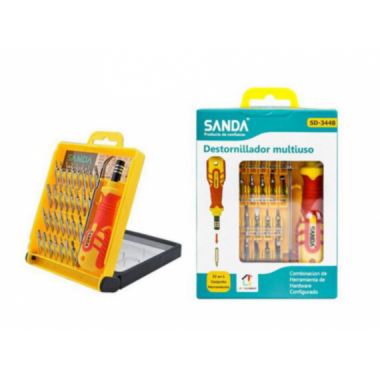 Destornillador SANDA Multiuso con Varios Accesorios Rojo+Amarillo SD-3448