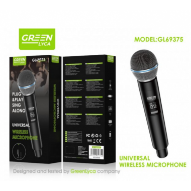 Micr&oacute;fono Inal&aacute;mbrico Greenlyca Wireless 20-25 Metros 210-270MHz 6.5mm-3.5mm GL69375