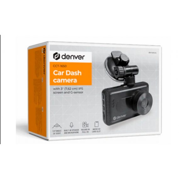 Cámara Dashcam DENVER 3" 120° 720P Negro CCT-1650