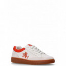 POLO RALPH LAUREN - hailey 6 sneakers low top lace - SNW WHT PALE GRY ORNG LILY - 802959240003/SNW WHT PALE GRY ORNG LILY