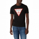 Camiseta Guess negra logotipo triangulo
