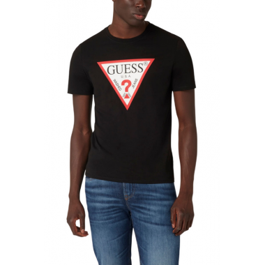 Camiseta Guess negra logotipo triangulo
