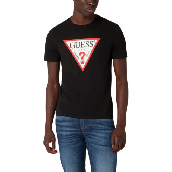 Camiseta Guess negra logotipo triangulo