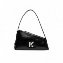 KLJ GEO LTHR SHOULDERBAG SHINY BLACK