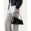 KLJ GEO LTHR SHOULDERBAG SHINY BLACK