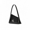 KLJ GEO LTHR SHOULDERBAG SHINY BLACK