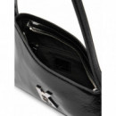 KLJ GEO LTHR SHOULDERBAG SHINY BLACK