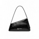 KLJ GEO LTHR SHOULDERBAG SHINY BLACK