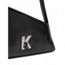 KLJ GEO LTHR SHOULDERBAG SHINY BLACK