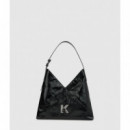 KLJ GEO LTHR SMALL TOTE SHINY BLACK