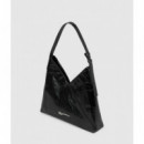 KLJ GEO LTHR SMALL TOTE SHINY BLACK