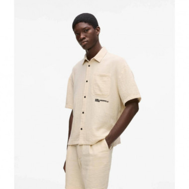 Klj Ss Crinkled Shirt Whitecap Grey  KARL LAGERFELD