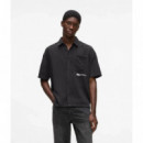 Klj Ss Crinkled Shirt Black  KARL LAGERFELD